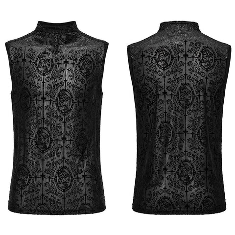 Goth Flocked Mesh Tank Top