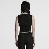 Punk tattered iron ring vest