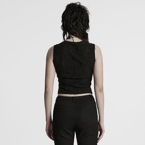 Punk tattered iron ring vest