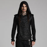 Dark hooded cross overlapping T-shirt