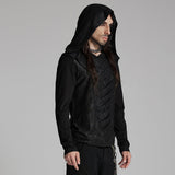 Dark hooded cross overlapping T-shirt