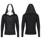 Dark hooded cross overlapping T-shirt