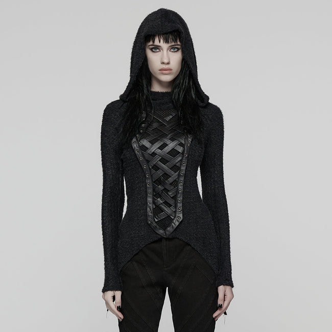 Punk Hooded  Knitted T-Shirt