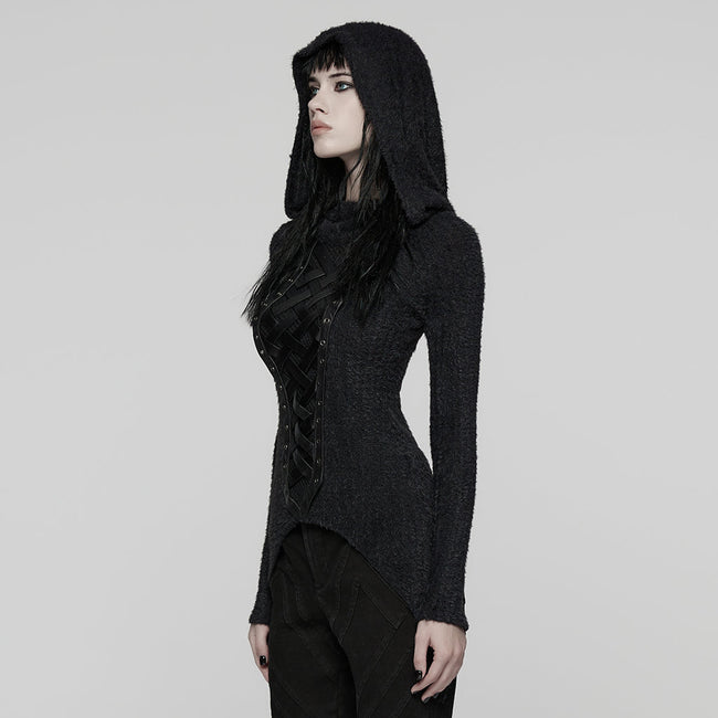 Punk Hooded  Knitted T-Shirt