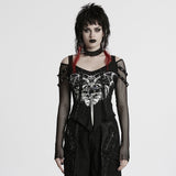 Punk bat skull printed T-shirt
