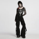 Punk bat skull printed T-shirt
