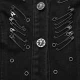 Punk decayed washed denim long vest