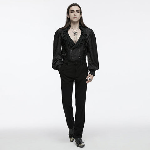 Jacquard Ruffled Collar Shirt