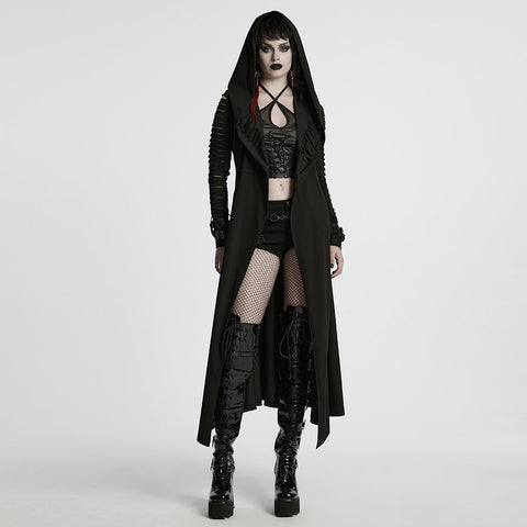 Punk hooded cut washed jacket