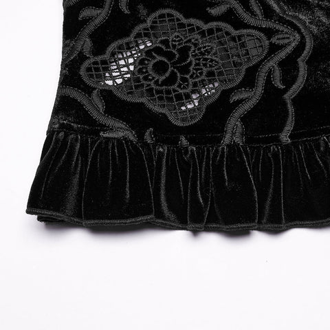 Retro embroidered velvet shirt