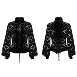 Retro embroidered velvet shirt