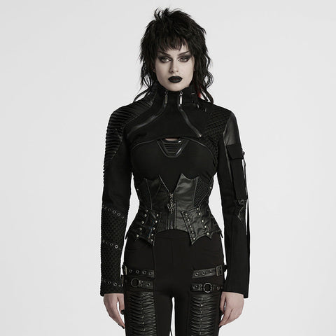 Punk ultra short motorcycle jacket