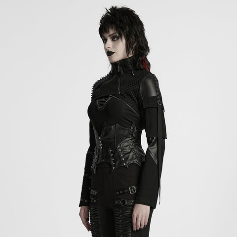 Punk ultra short motorcycle jacket
