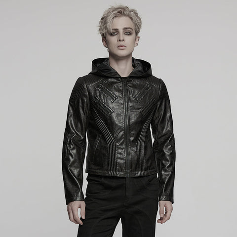 Detachable punk leather  jacket