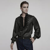 Goth stand up collar dark rose shirt