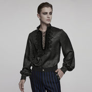 Goth stand up collar dark rose shirt