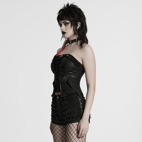 Punk drawstring tube top