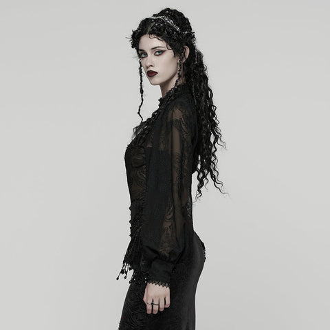 Goth Embroidered Chiffon Shirt