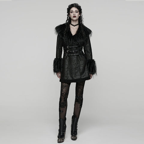 Goth Plush Collar Coat