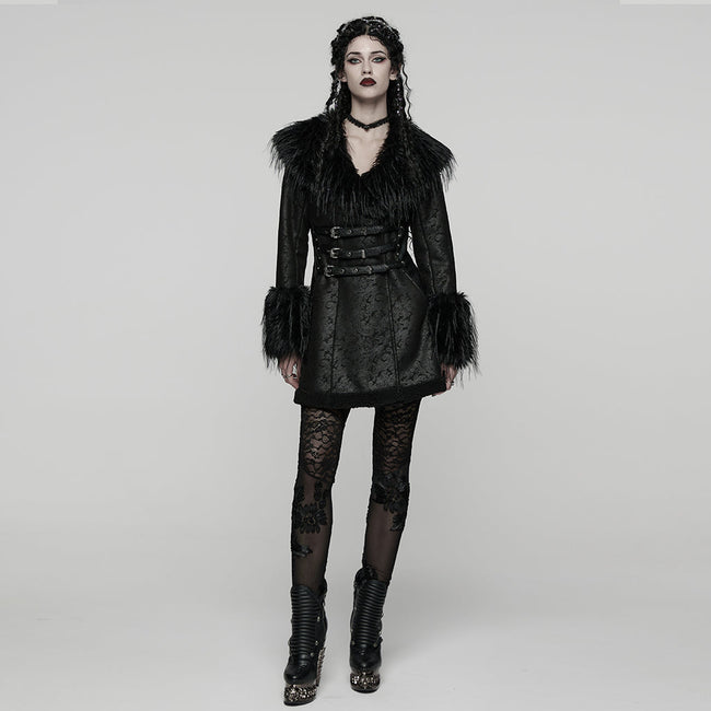 Goth Plush Collar Coat