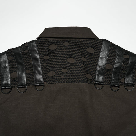 Punk distressed cotton shirt for men