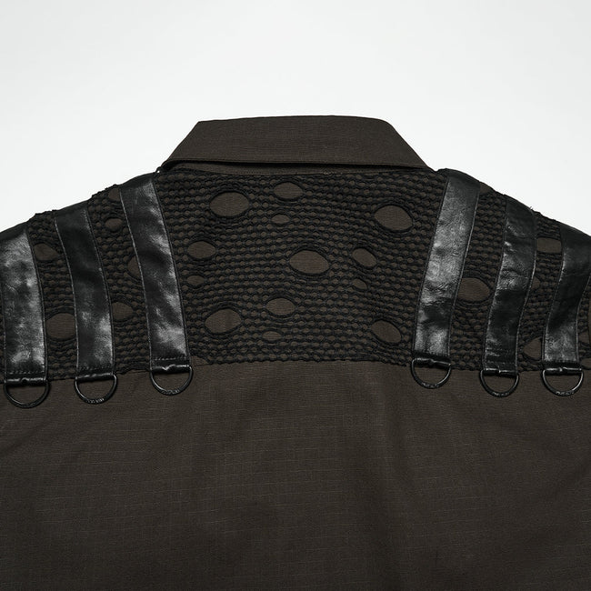 Punk distressed cotton shirt for men