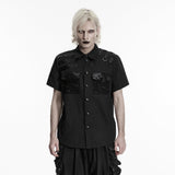 Punk distressed cotton shirt for men