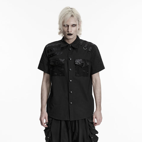 Punk distressed cotton shirt for men