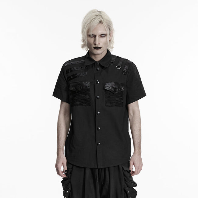 Punk distressed cotton shirt for men