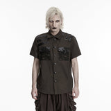 Punk distressed cotton shirt for men