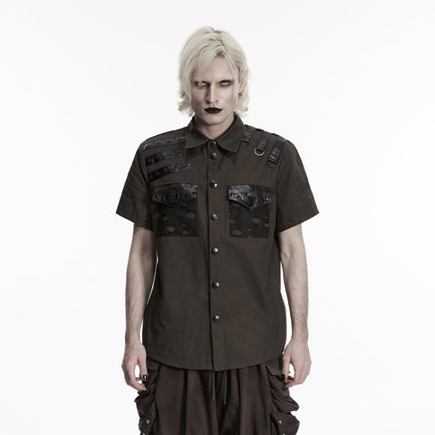 Punk distressed cotton shirt for men