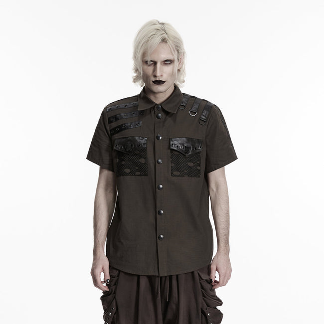 Punk distressed cotton shirt for men