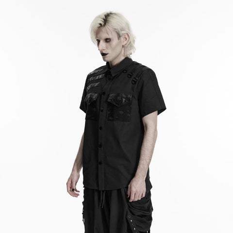 Punk distressed cotton shirt for men