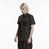 Punk distressed cotton shirt for men