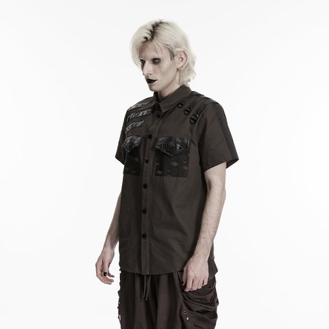 Punk distressed cotton shirt for men