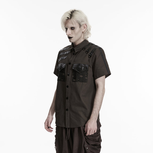 Punk distressed cotton shirt for men