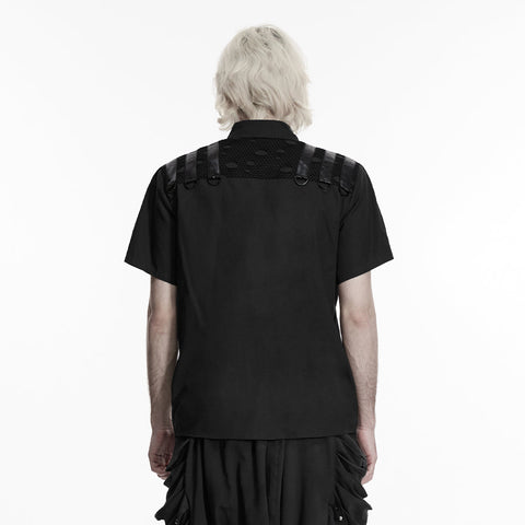 Punk distressed cotton shirt for men
