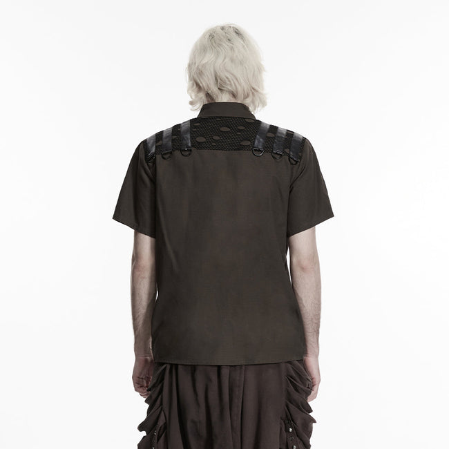 Punk distressed cotton shirt for men