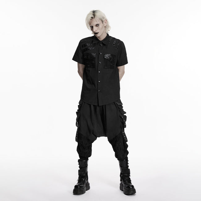 Punk distressed cotton shirt for men