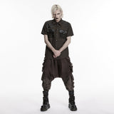 Punk distressed cotton shirt for men