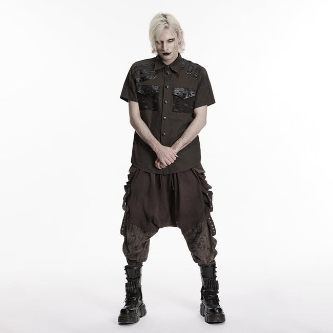 Punk distressed cotton shirt for men