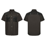 Punk distressed cotton shirt for men
