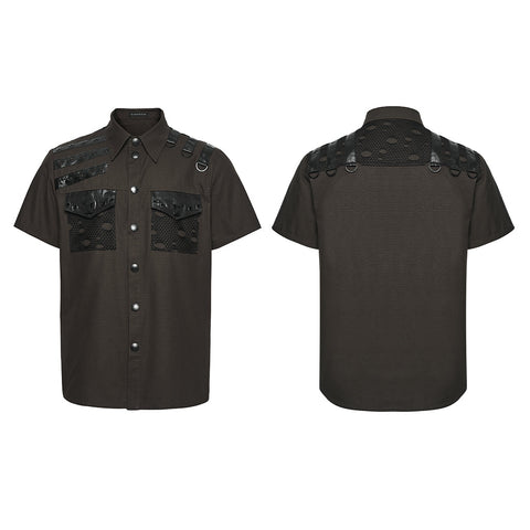 Punk distressed cotton shirt for men