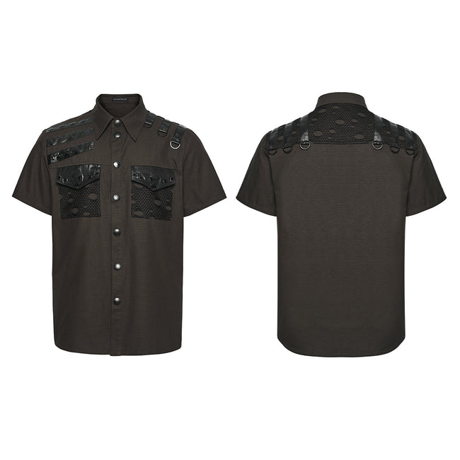 Punk distressed cotton shirt for men