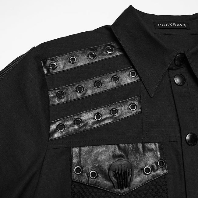 Punk distressed cotton shirt for men