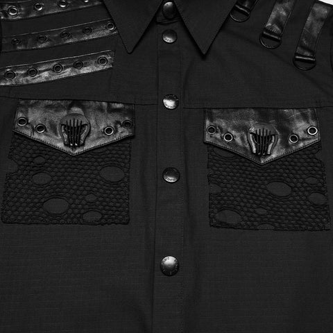 Punk distressed cotton shirt for men