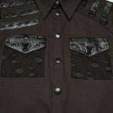 Punk distressed cotton shirt for men