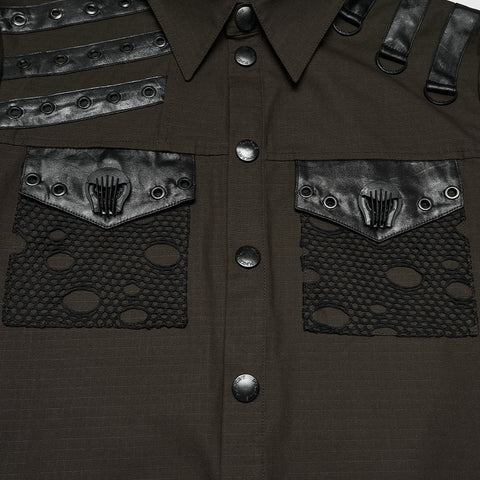 Punk distressed cotton shirt for men