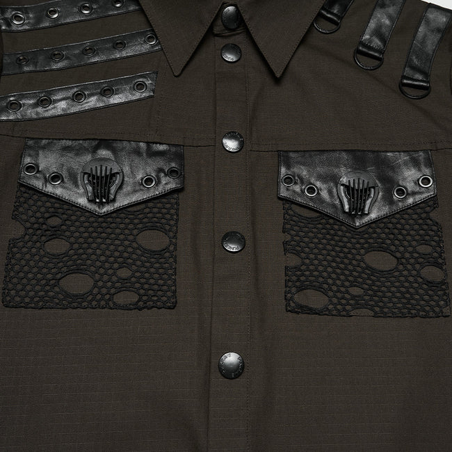 Punk distressed cotton shirt for men