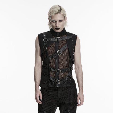 Punk asymmetrical fake two-piece vest